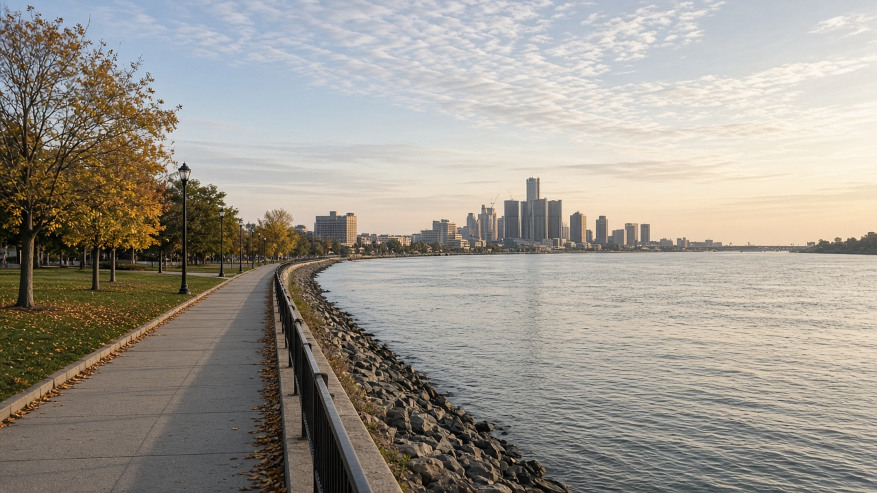 The riverfront on foot in Detroit.