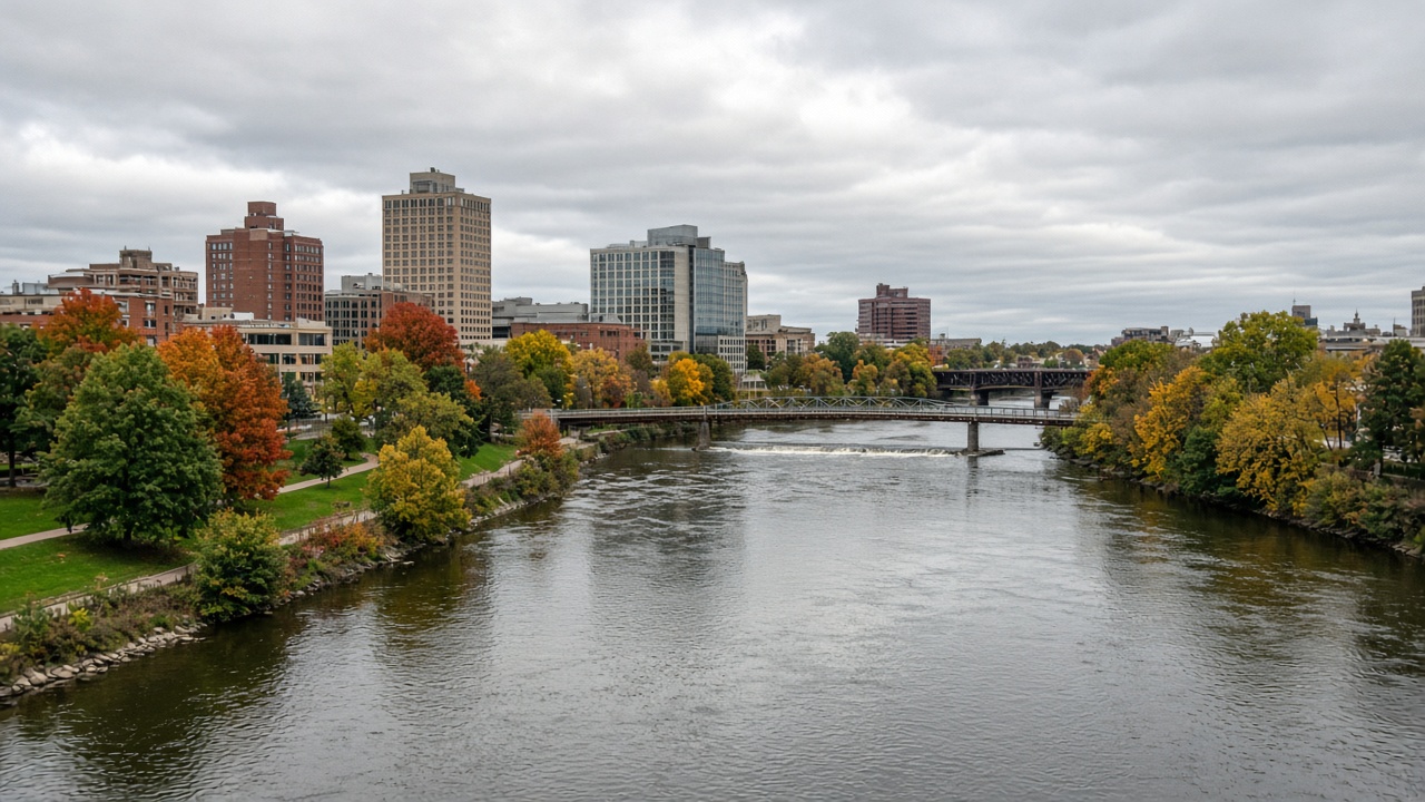 The river through downtown in Grand Rapids.