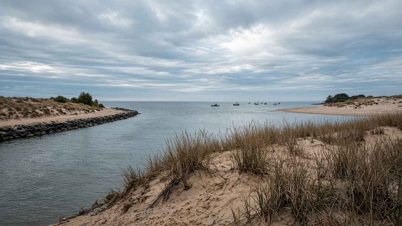 From the channel to the lake beach in Muskegon.